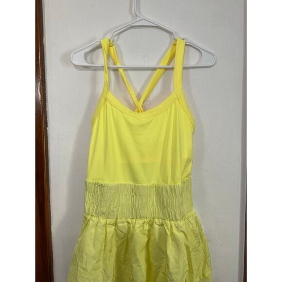 Free People Movement Righteous Runsie Neon Yellow Size Large Shorts Racerback - Picture 5 of 10